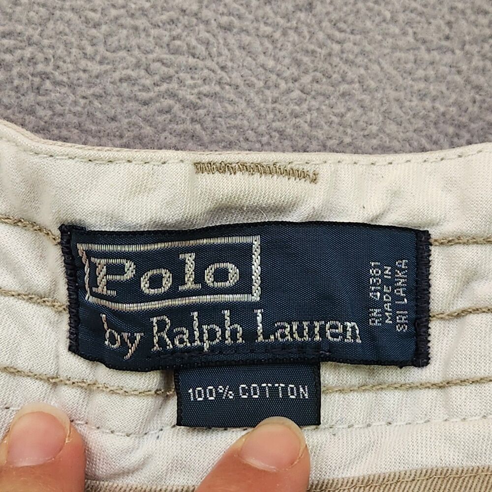 VTG Polo Ralph Lauren Cargo Shorts Men's 40 Beige Tan Stone 90's Y2K Baggy 10" - Picture 2 of 6
